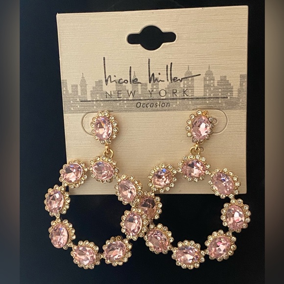 Pink and Gold Floral Earrings - Picture 5 of 5